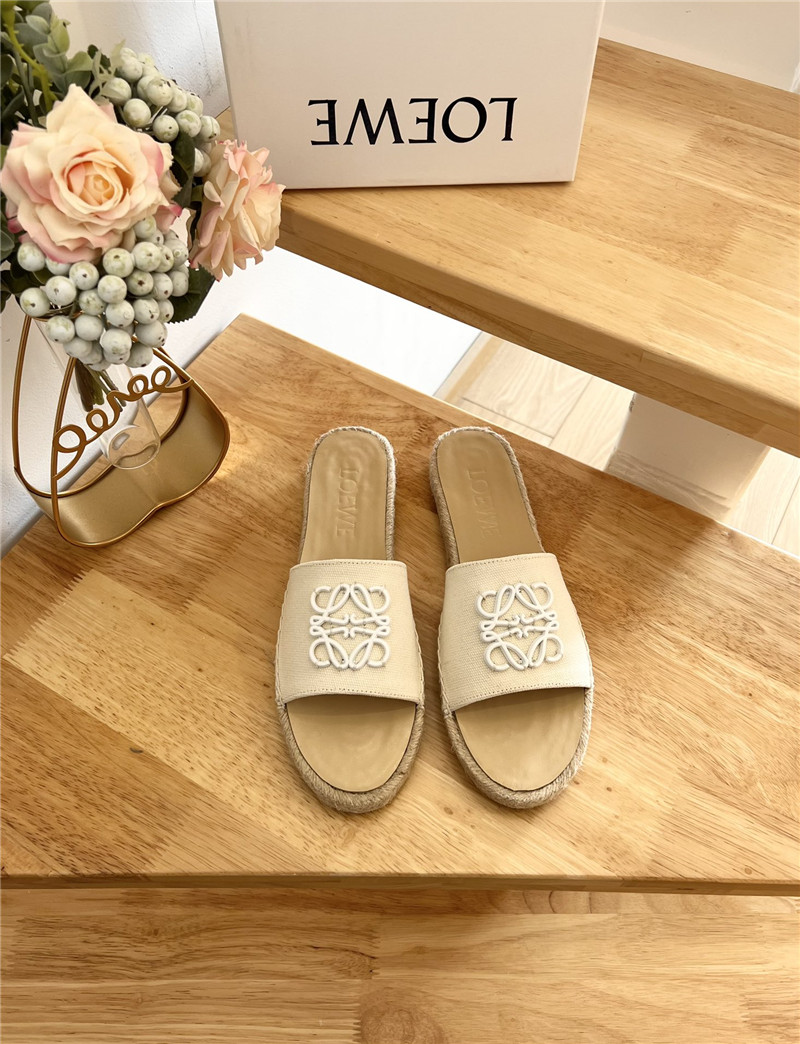 Loewe Espadrille Leather White Slide
