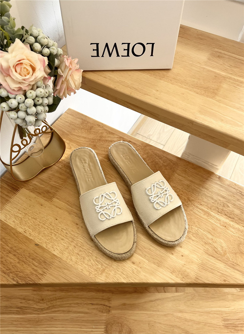 Loewe Espadrille Leather White Slide