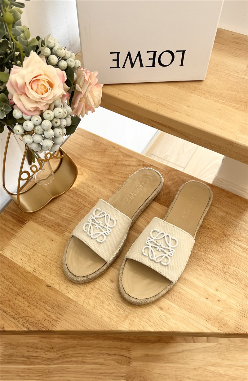 Loewe Espadrille Leather White Slide