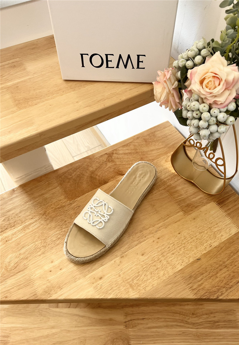 Loewe Espadrille Leather White Slide