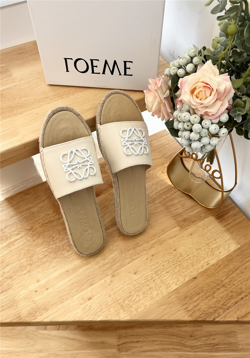 Loewe Espadrille Leather White Slide