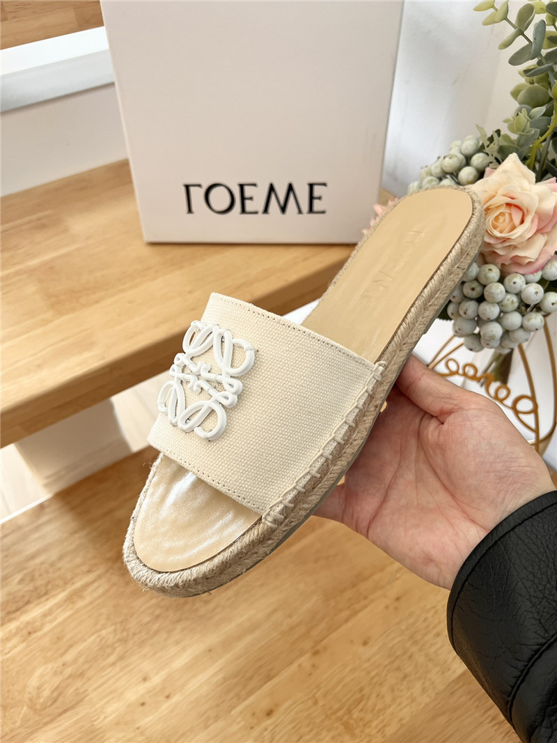 Loewe Espadrille Leather White Slide