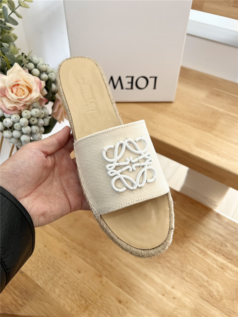 Loewe Espadrille Leather White Slide