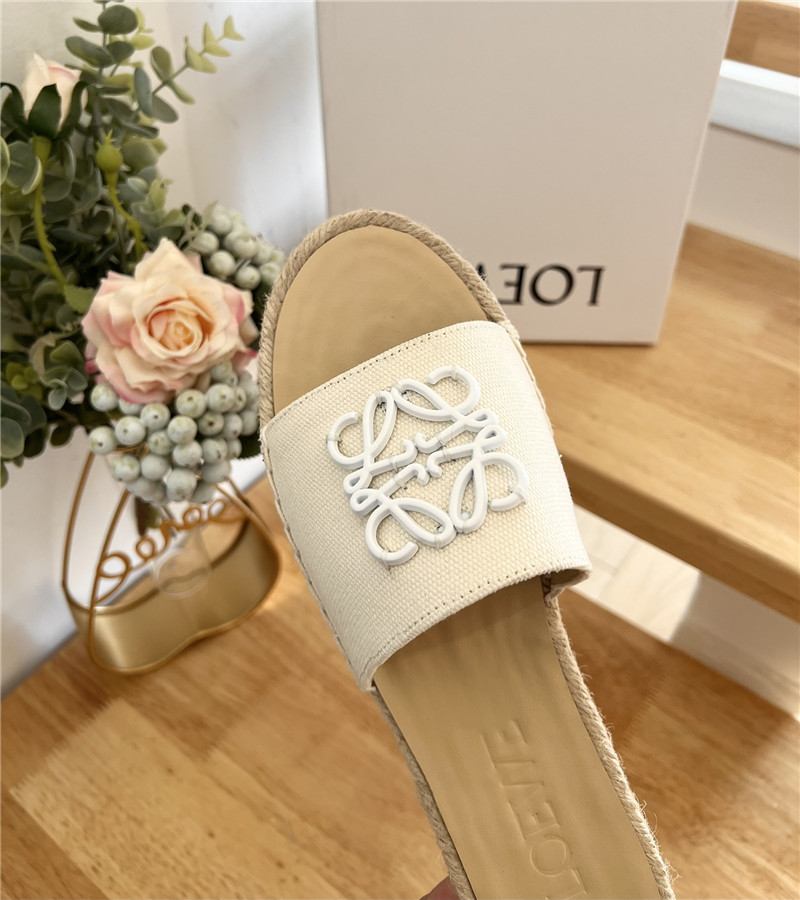 Loewe Espadrille Leather White Slide