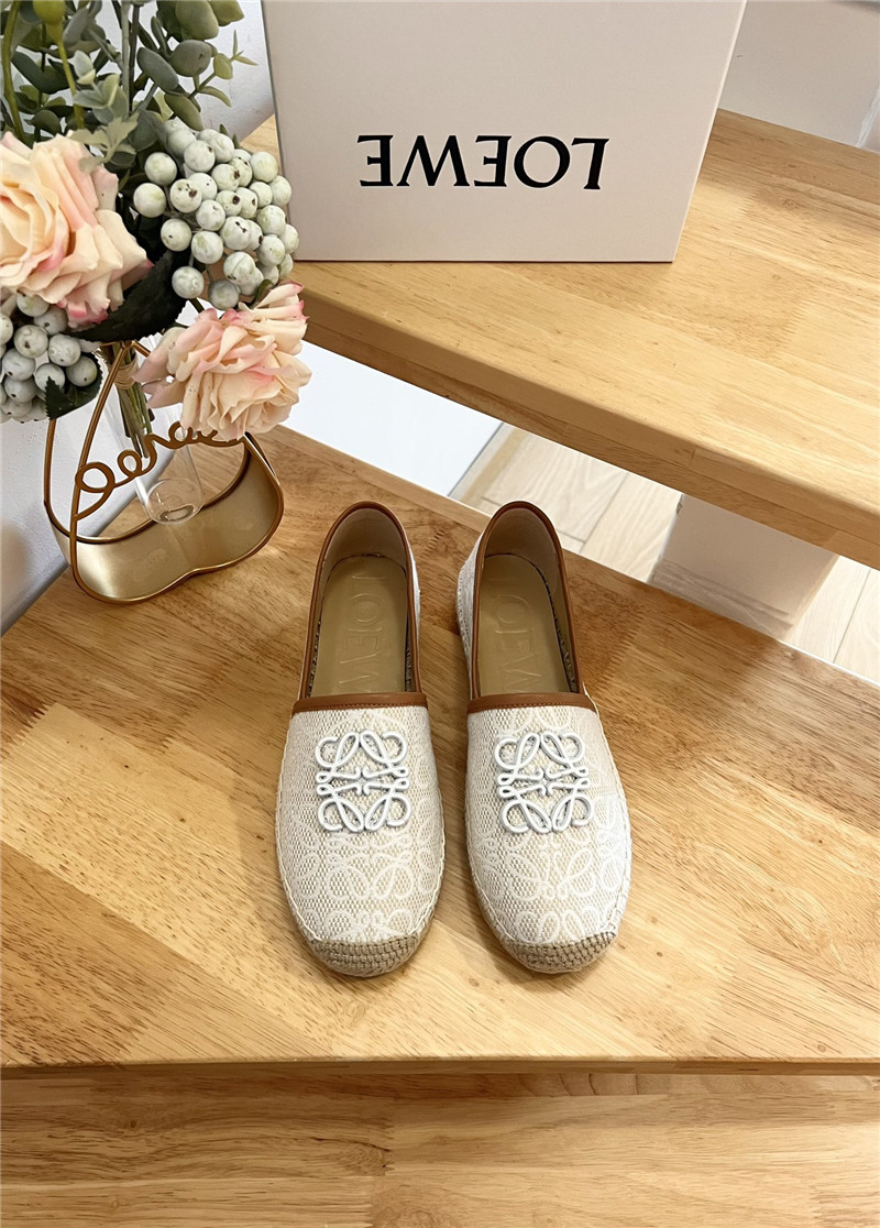Loewe Anagram Espadrille Logo Loafers Beige