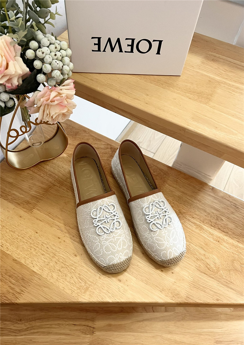 Loewe Anagram Espadrille Logo Loafers Beige