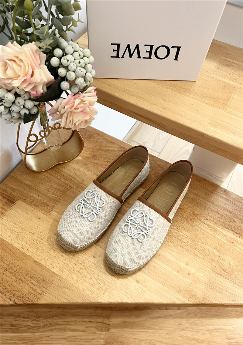 Loewe Anagram Espadrille Logo Loafers Beige