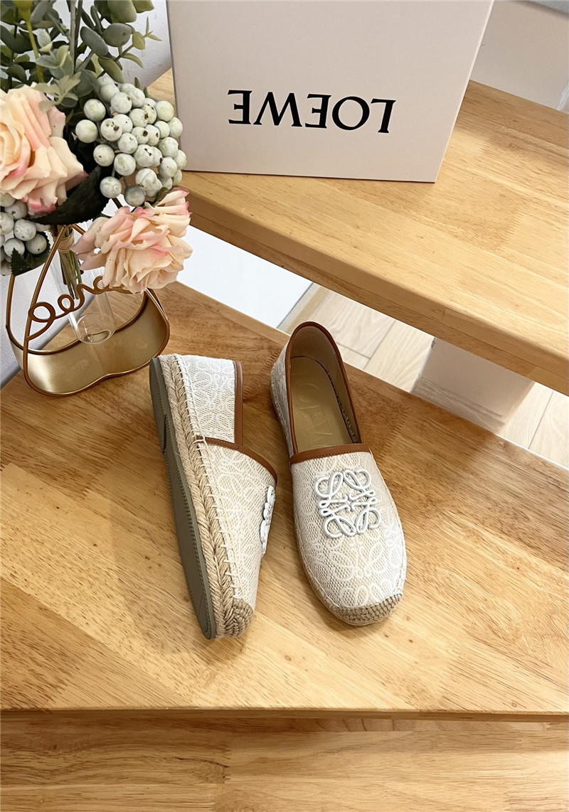 Loewe Anagram Espadrille Logo Loafers Beige
