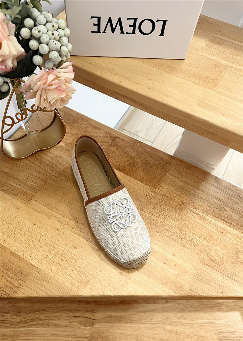 Loewe Anagram Espadrille Logo Loafers Beige