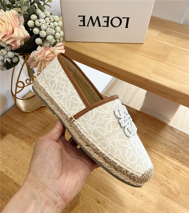 Loewe Anagram Espadrille Logo Loafers Beige