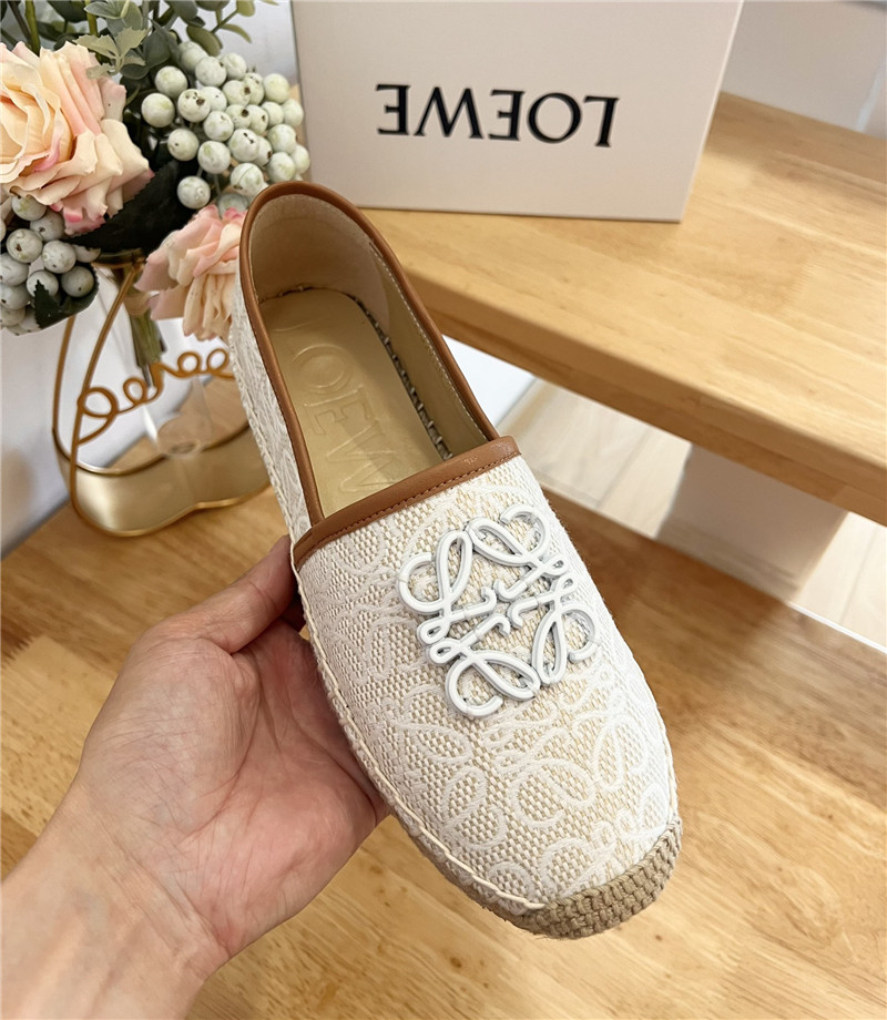 Loewe Anagram Espadrille Logo Loafers Beige