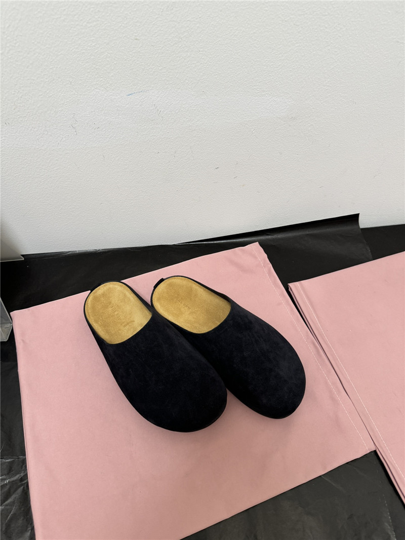 The Row Hugo Suede Mules Black