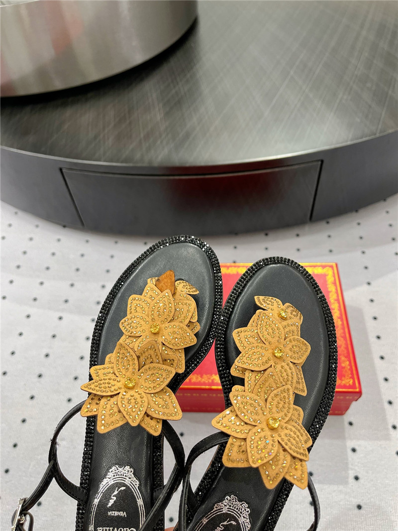 Rene Caovilla Flat Flowers Sandals