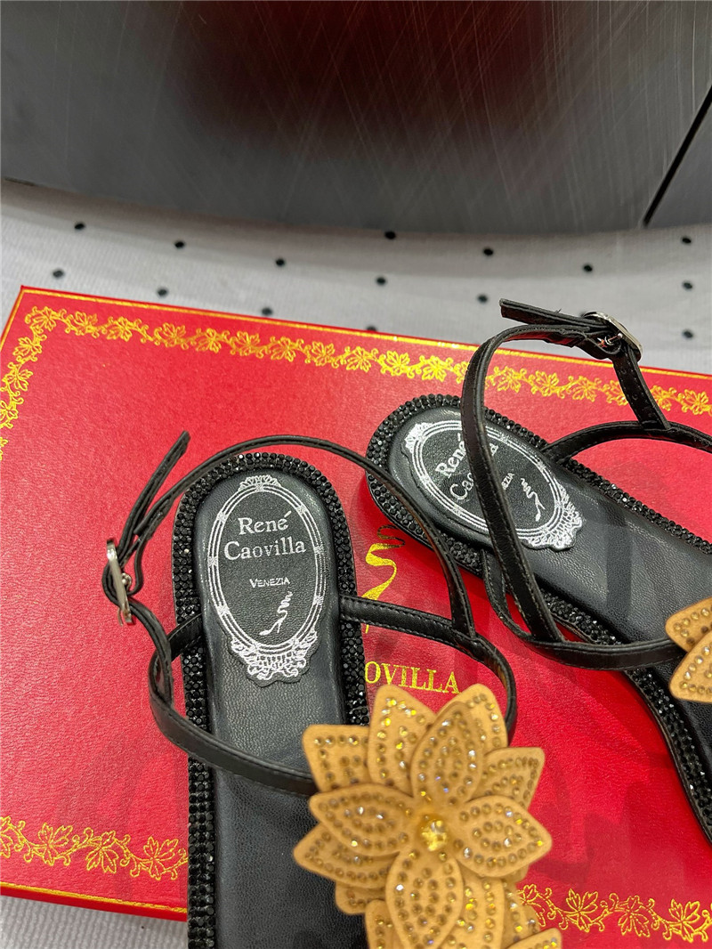 Rene Caovilla Flat Flowers Sandals