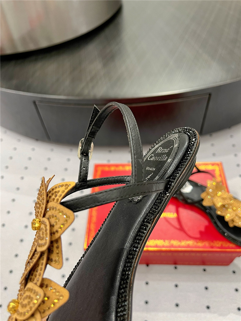 Rene Caovilla Flat Flowers Sandals