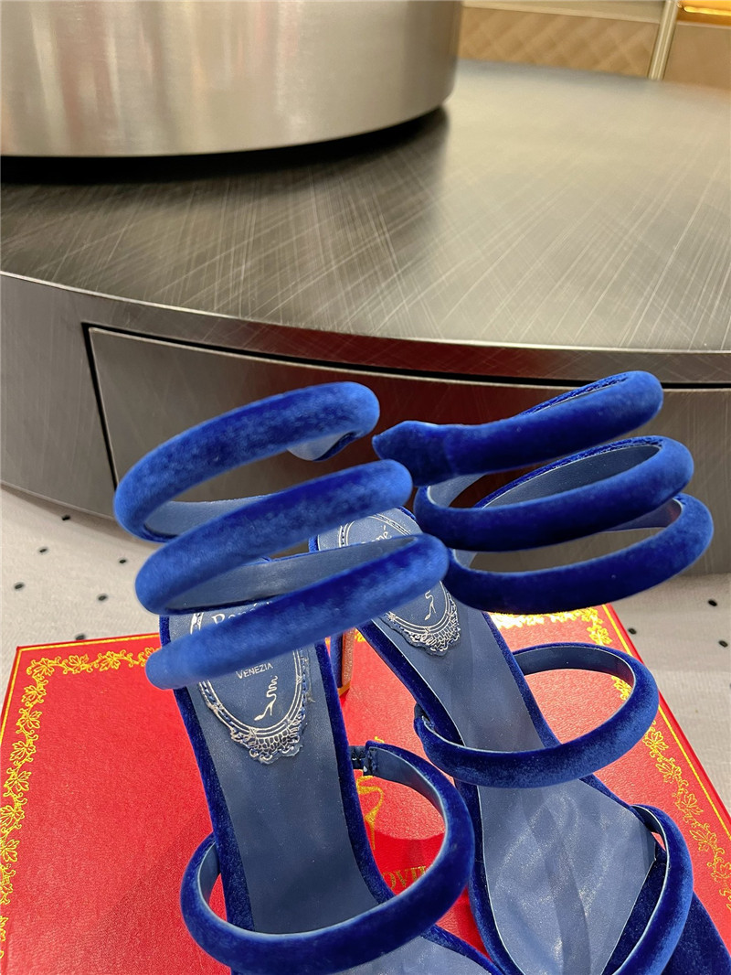 Rene Caovilla Cleo 80 Embellished Satin Sandals Blue