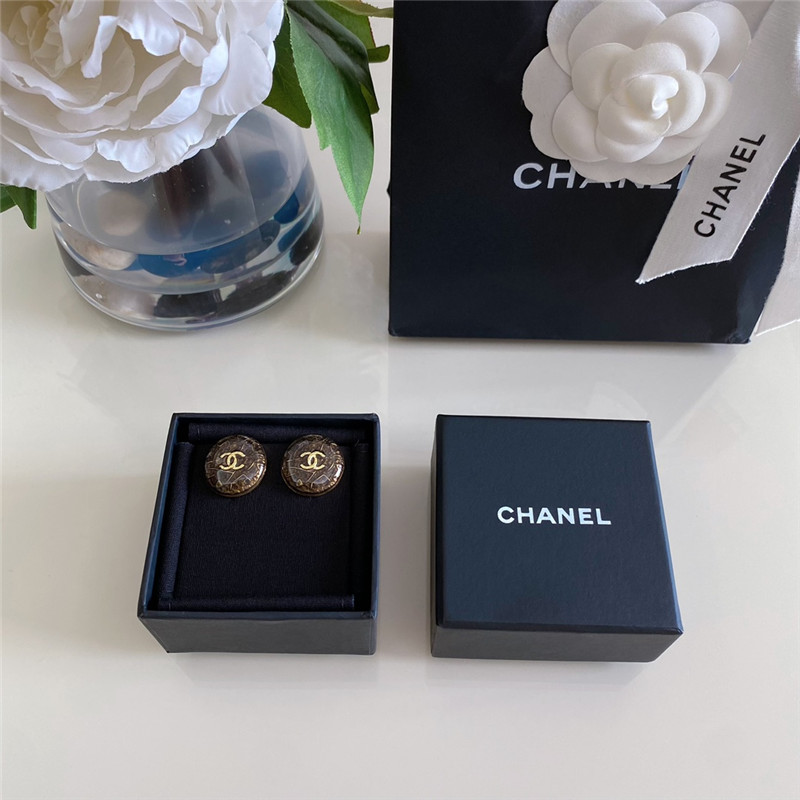 Chanel round semi-transparent enamel earrings