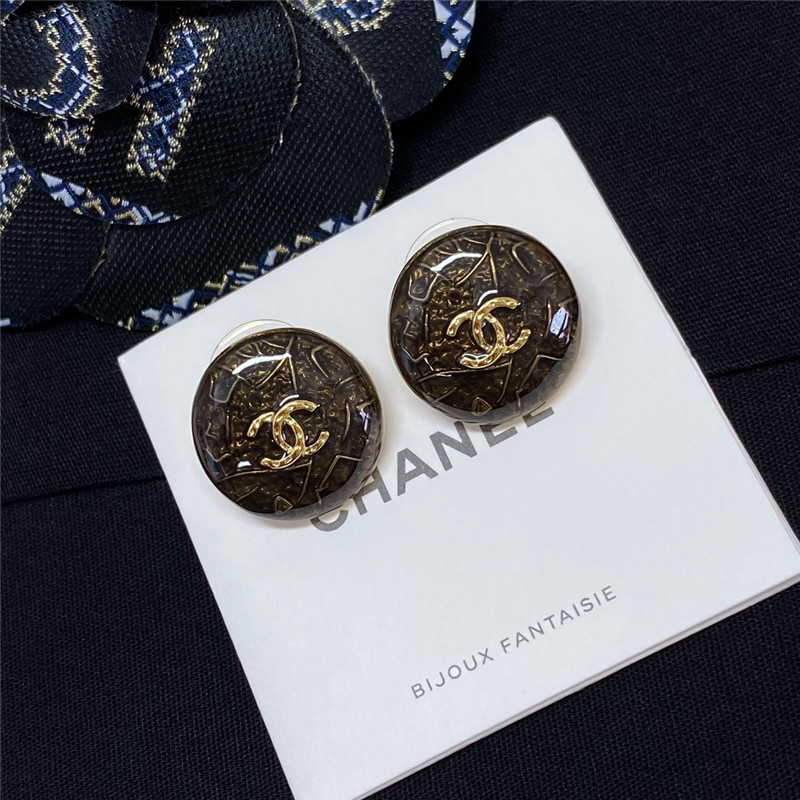 Ch**el round semi-transparent enamel earrings