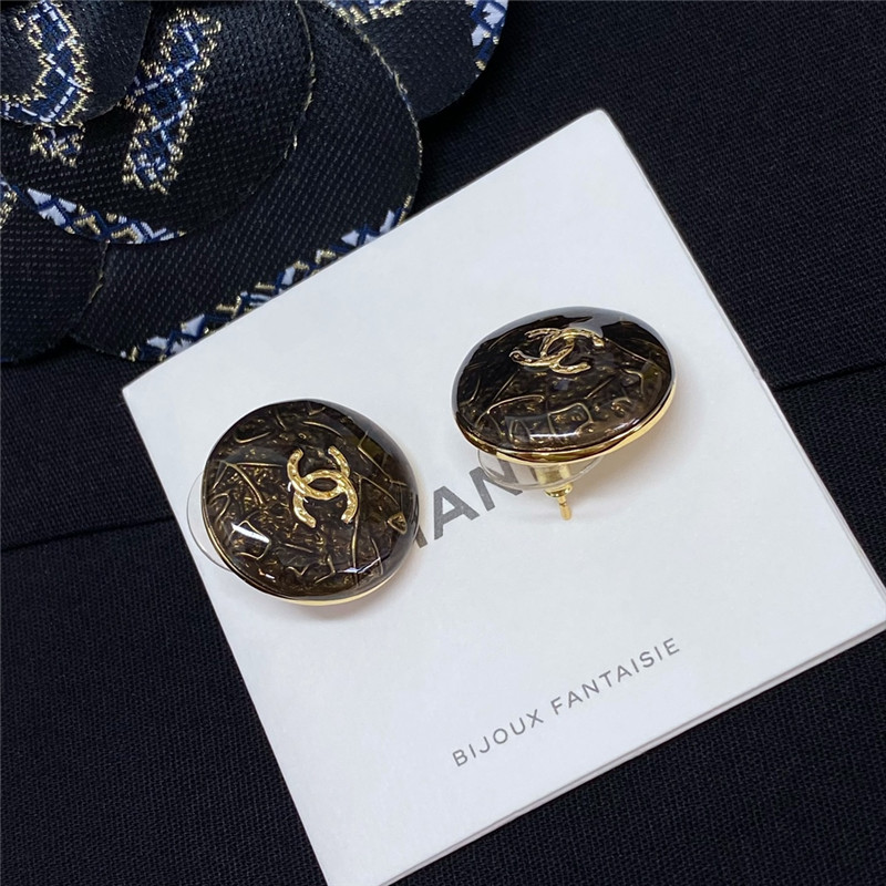 Ch**el round semi-transparent enamel earrings