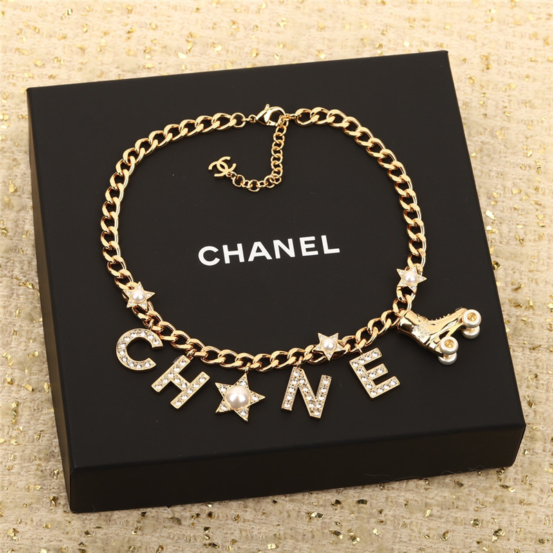 Chanel letter skates necklace