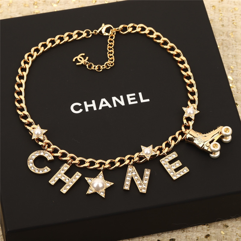 Ch**el letter skates necklace