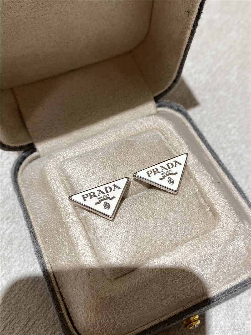 prada triangle brand earrings