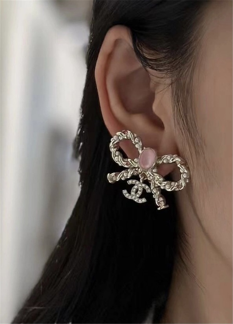 Chanel bow twist earrings