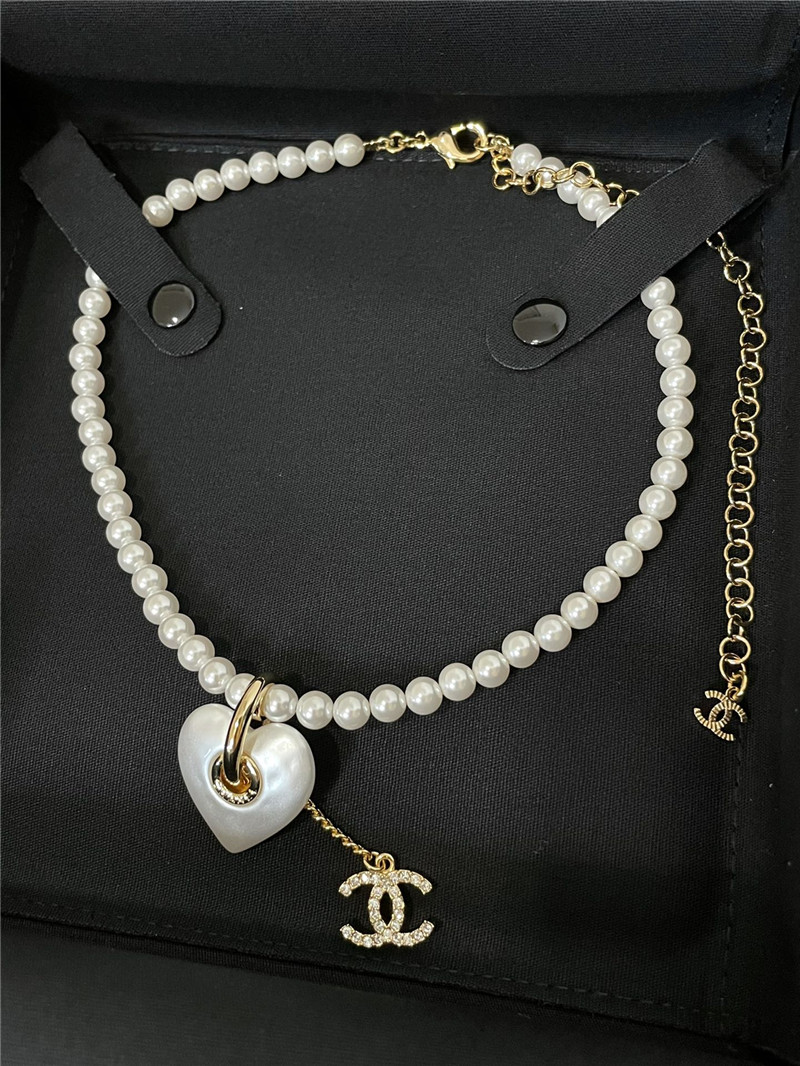 Chanel double c white love pearl necklace