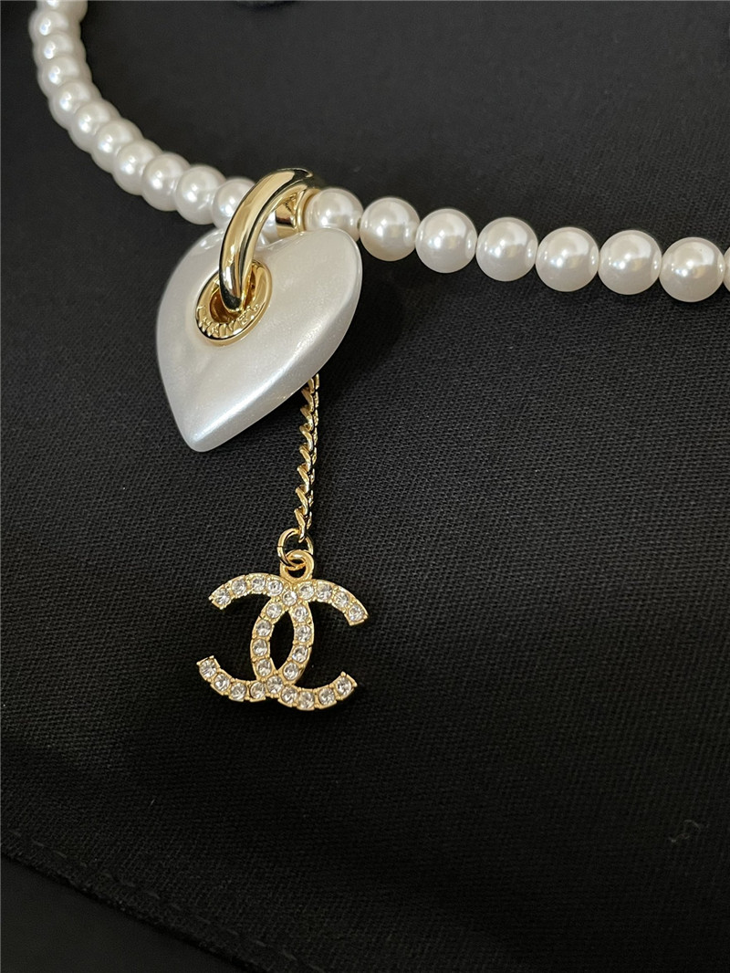 Chanel double c white love pearl necklace