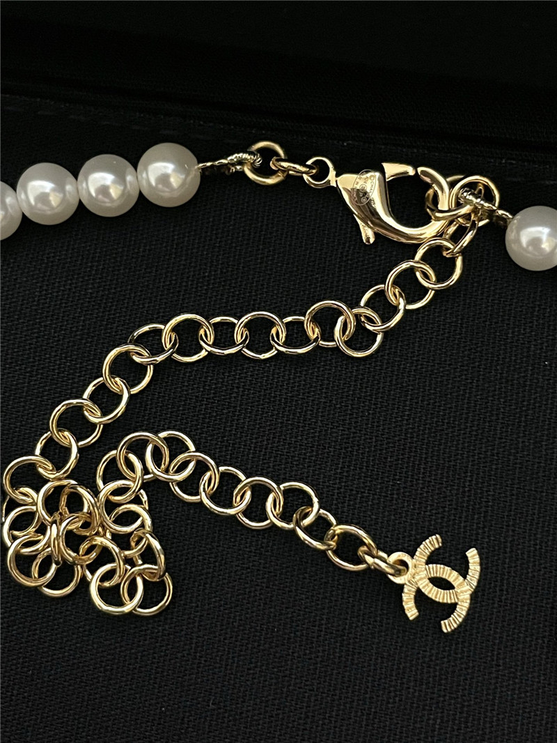 Chanel double c white love pearl necklace