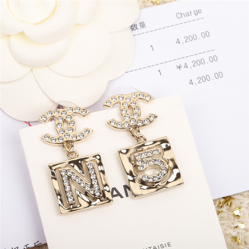 Ch**el square double c earrings