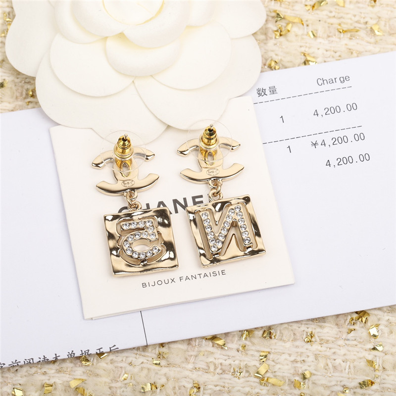 Ch**el square double c earrings