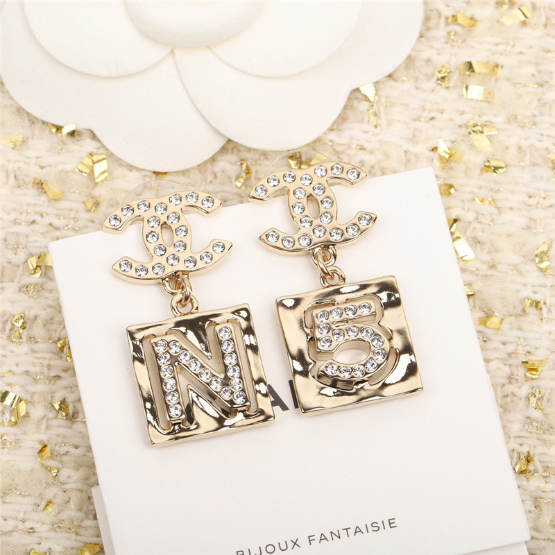 Ch**el square double c earrings