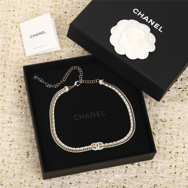 Chanel black and white double choker necklace