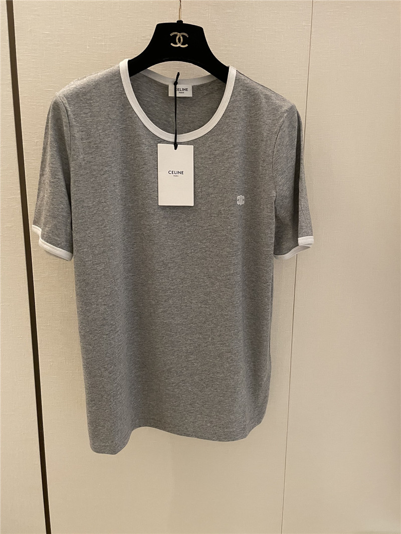 Ce1i*e contrast hem short sleeve replica designer clothes