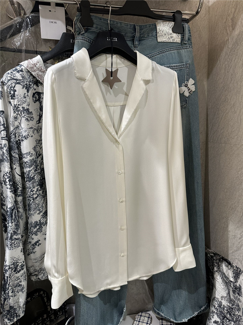 D10r suit collar beaded silk top replica clothes