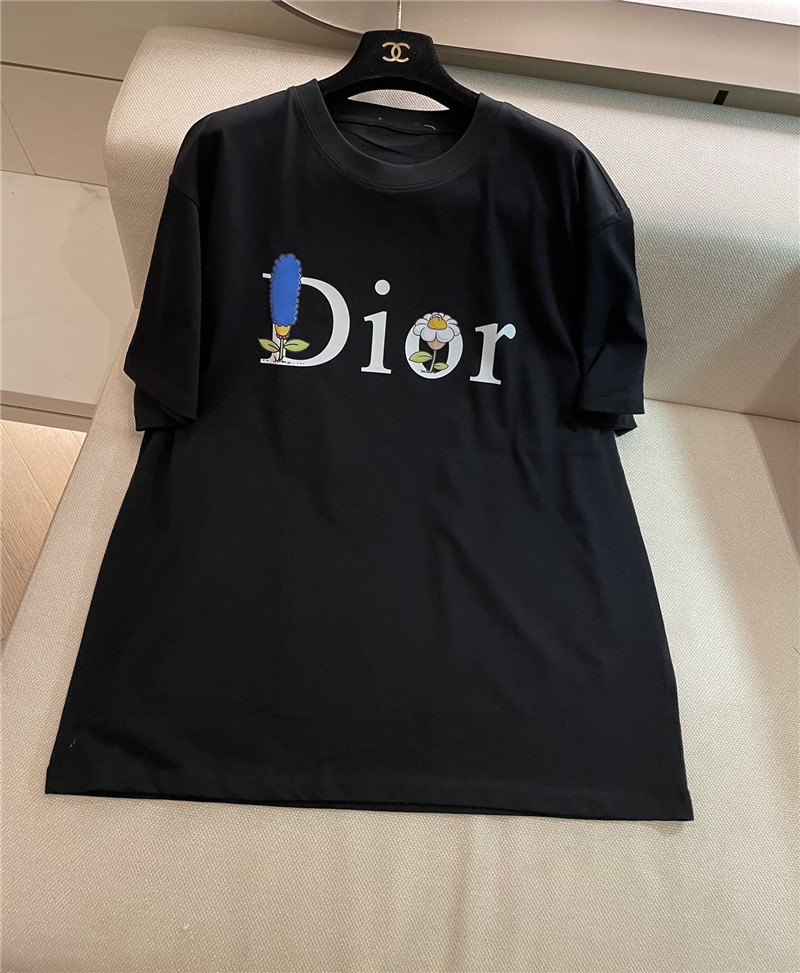 dior colorful letters logo short sleeve replica d&g clothing