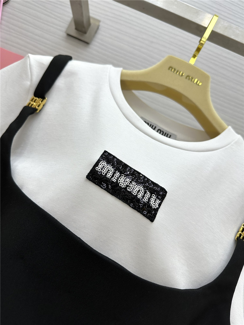 M1um1u fake two piece patchwork design dress replica clothing