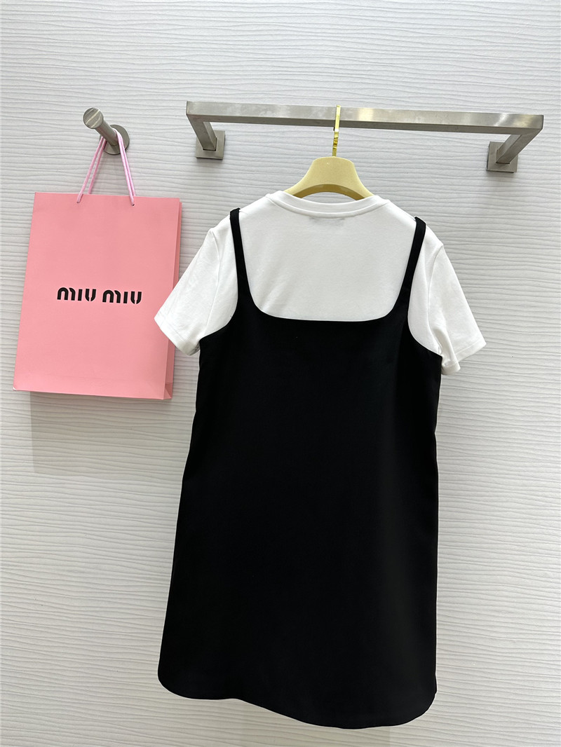 M1um1u fake two piece patchwork design dress replica clothing