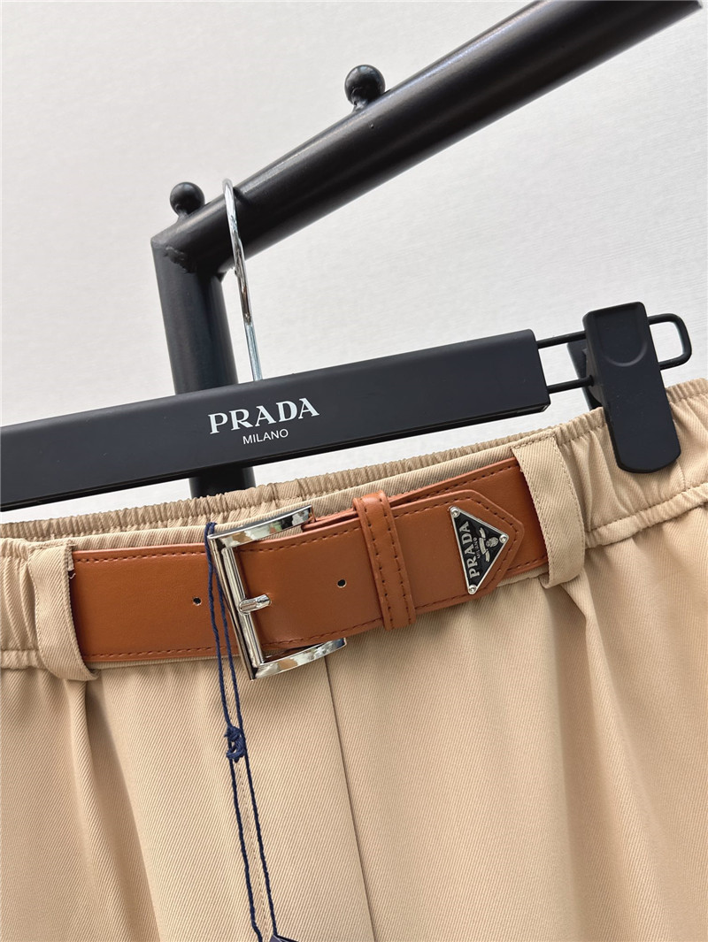 Pra*a new belt decorated trousers replica clothing