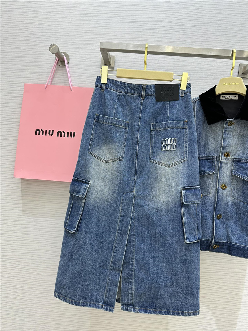 M1um1u mid-length denim skirt cheap replica designer clothes