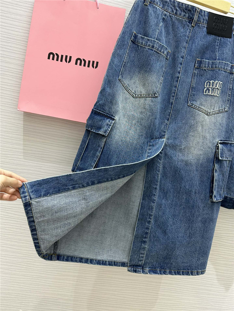 M1um1u mid-length denim skirt cheap replica designer clothes