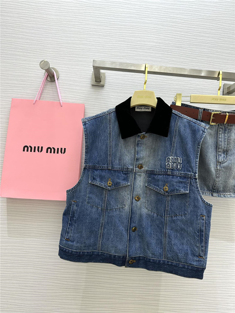 miumiu lapel denim vest jacket replicas clothes