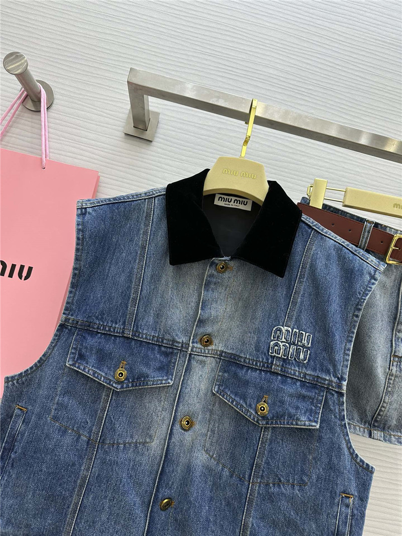 miumiu lapel denim vest jacket replicas clothes