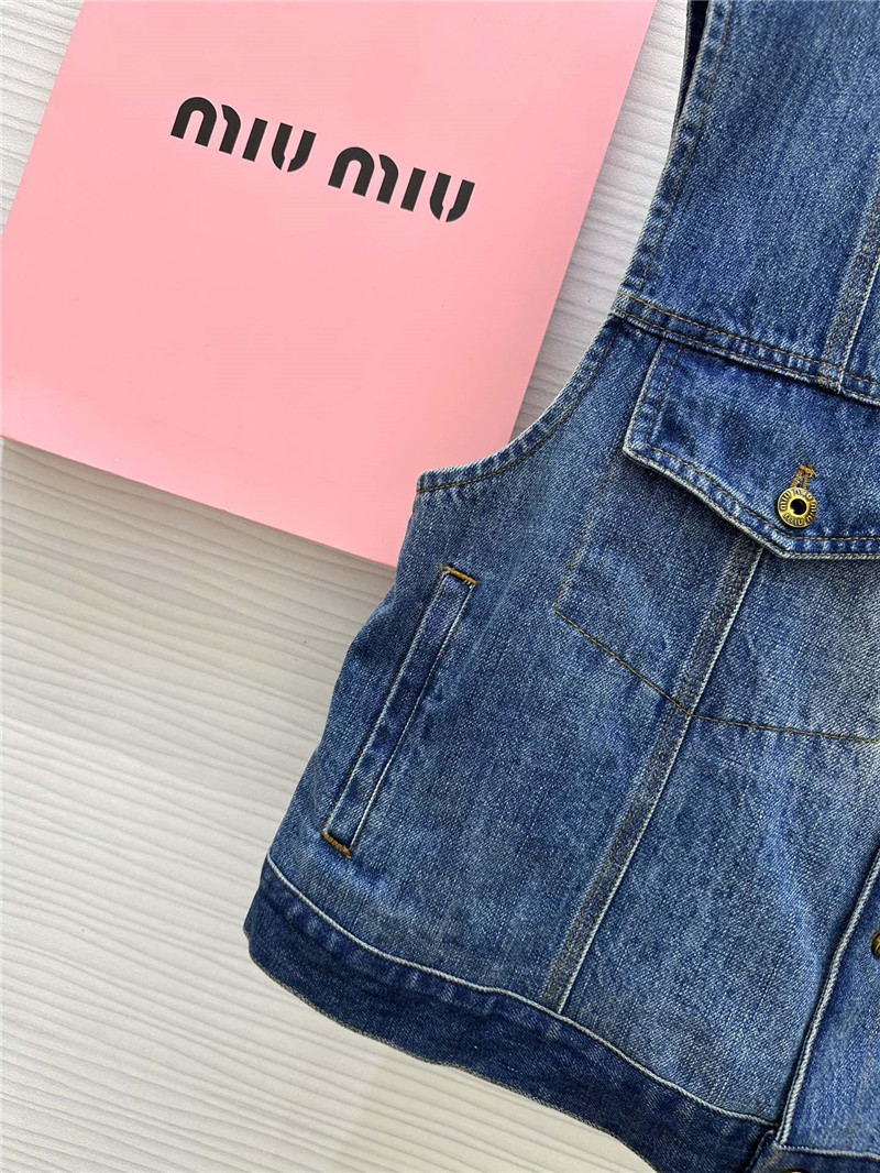 miumiu lapel denim vest jacket replicas clothes