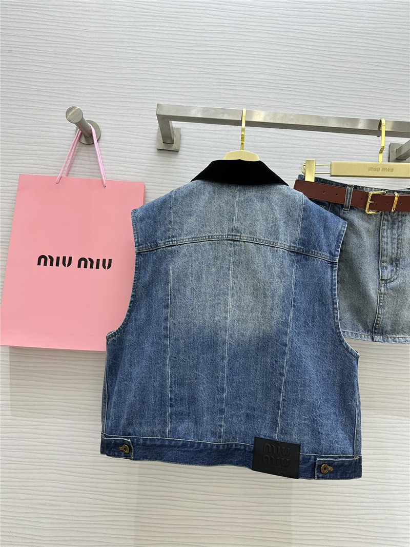 miumiu lapel denim vest jacket replicas clothes
