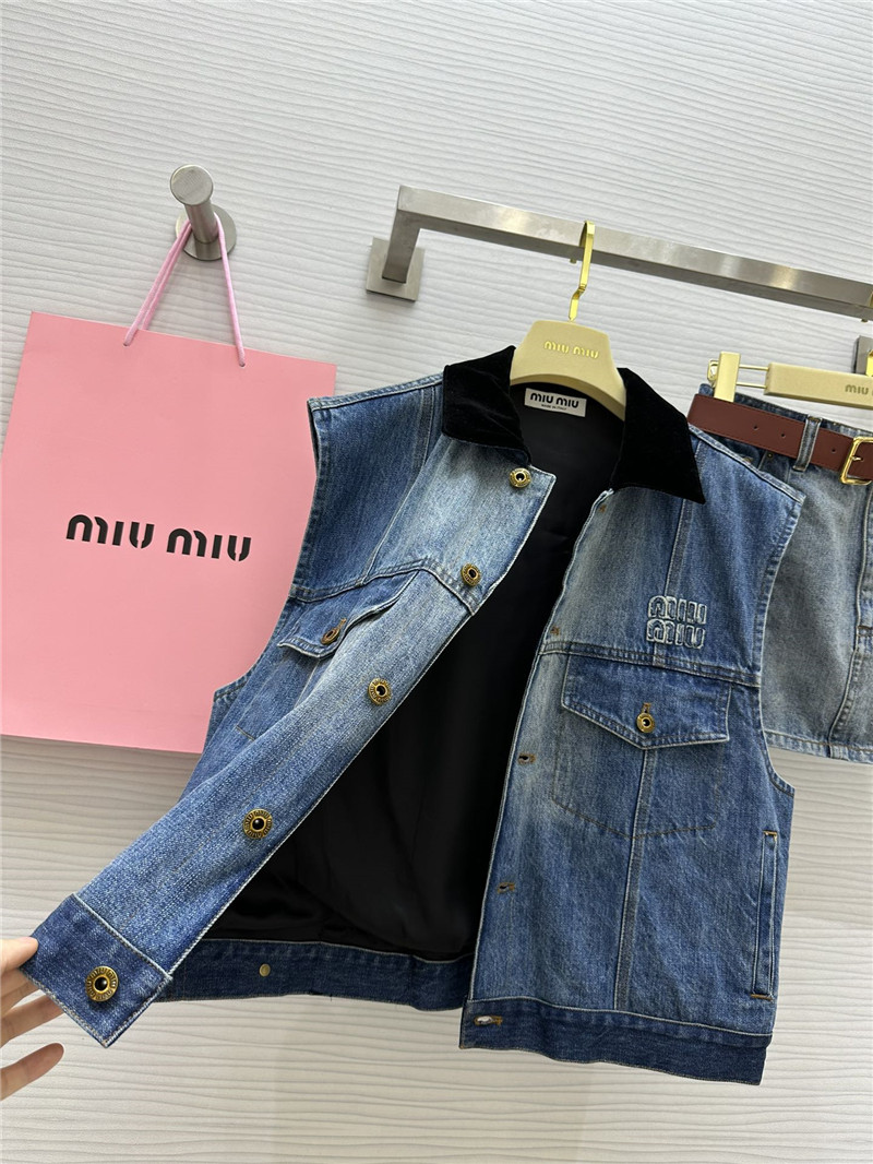 miumiu lapel denim vest jacket replicas clothes