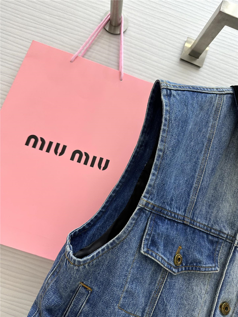 miumiu lapel denim vest jacket replicas clothes
