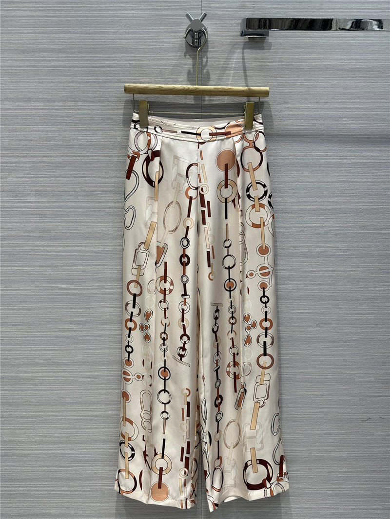 Hermes silk straight wide leg pants replica designer clothes