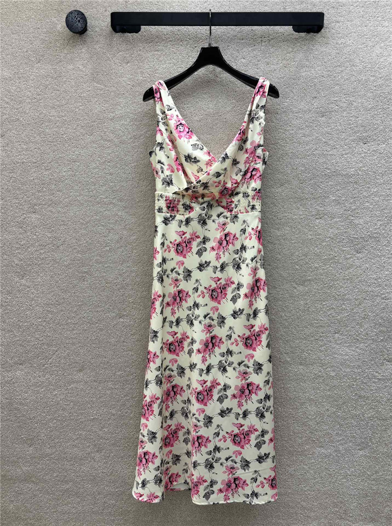 prada floral V-neck crossover sleeveless dress replica clothing